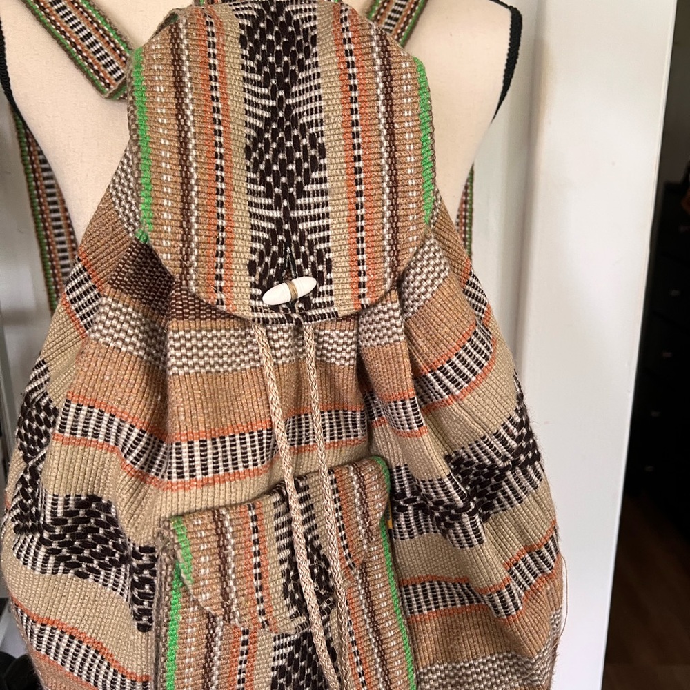 Woven Backpack with Earthy Tones